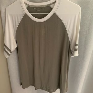 American Eagle - Olive and White - scoop neck, loose fitting tee - medium
